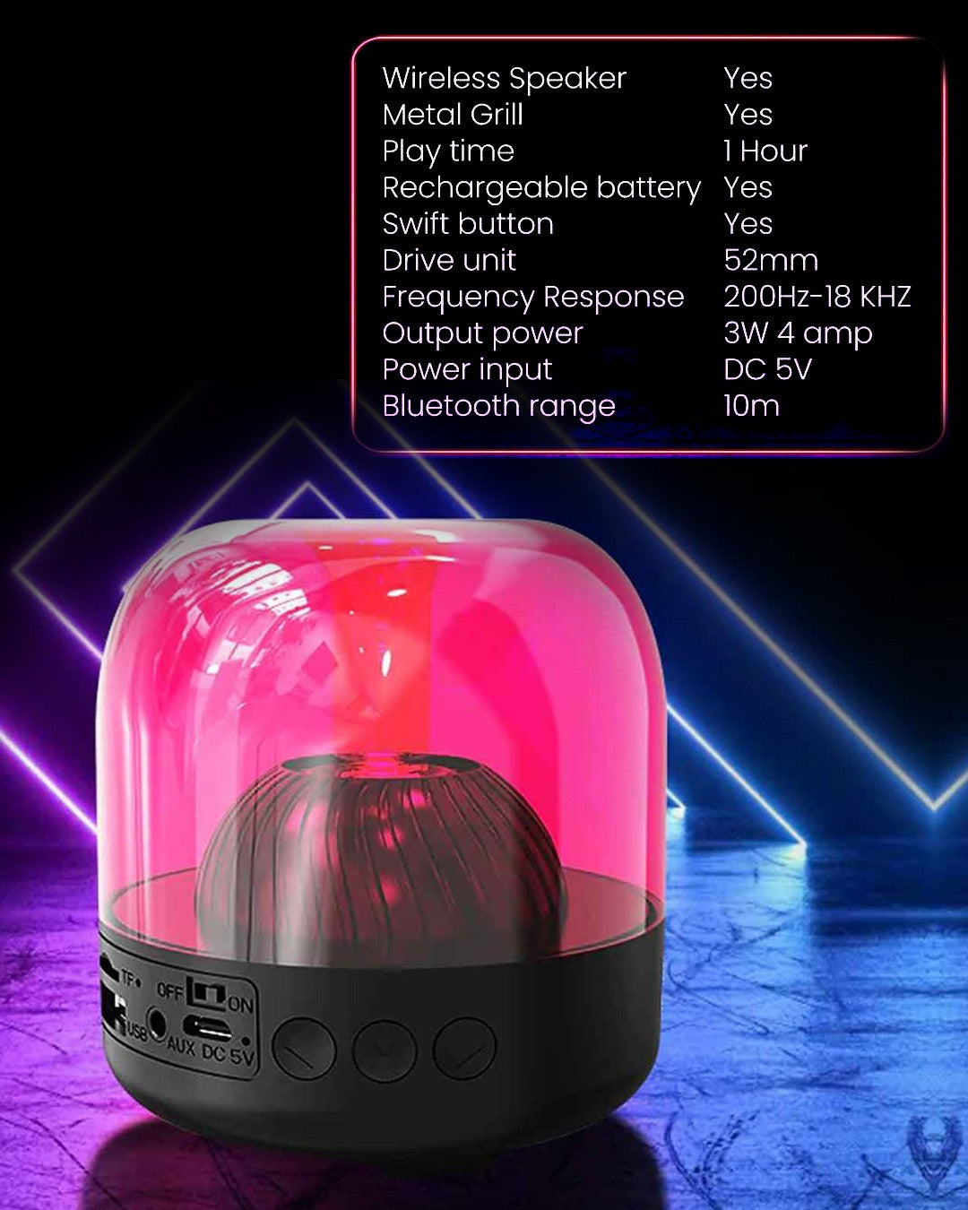 Cassa BTSPKGLOWB Bluetooth RGB Speaker Glow Blu