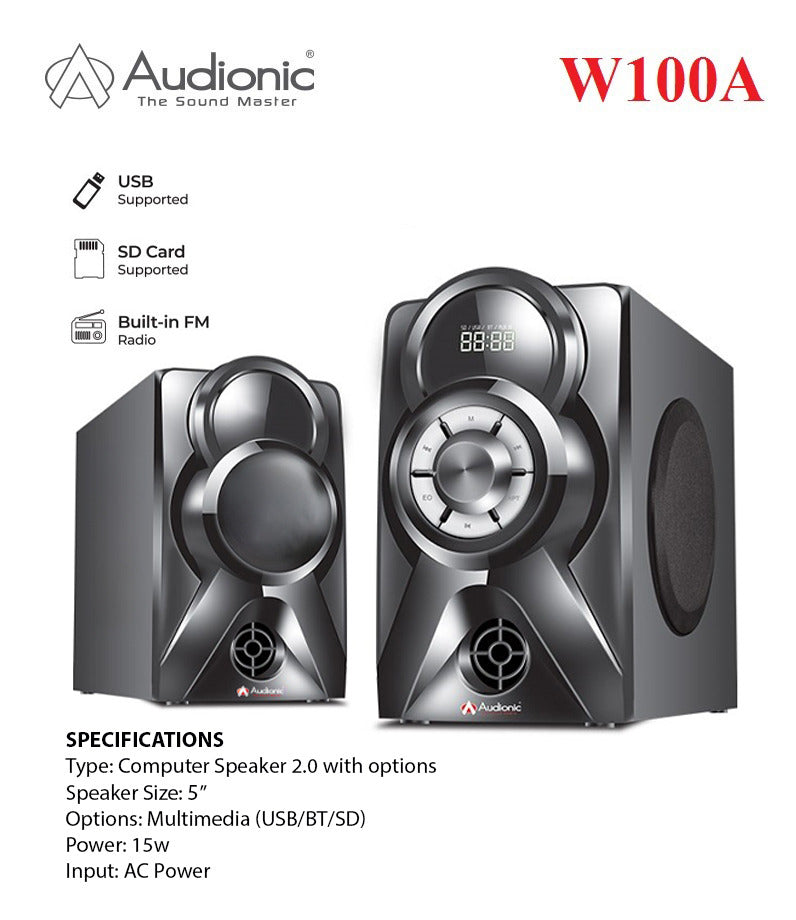 W100A Computer Multimedia 2.0 Speaker - Audionic
